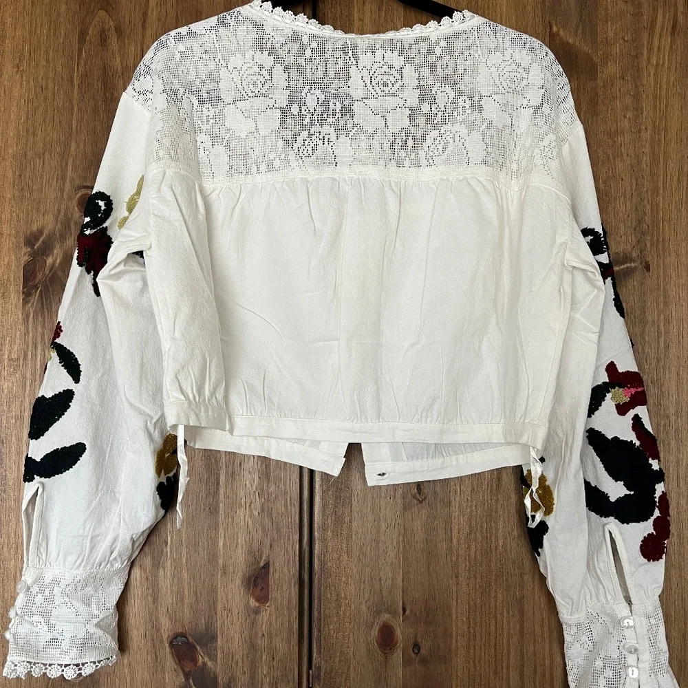 NEW Free People Embroidered Crop Blouse